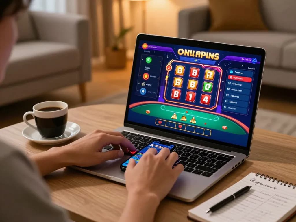 Player engaging in exciting online gambling session on fly88mx, showcasing poker and slots.