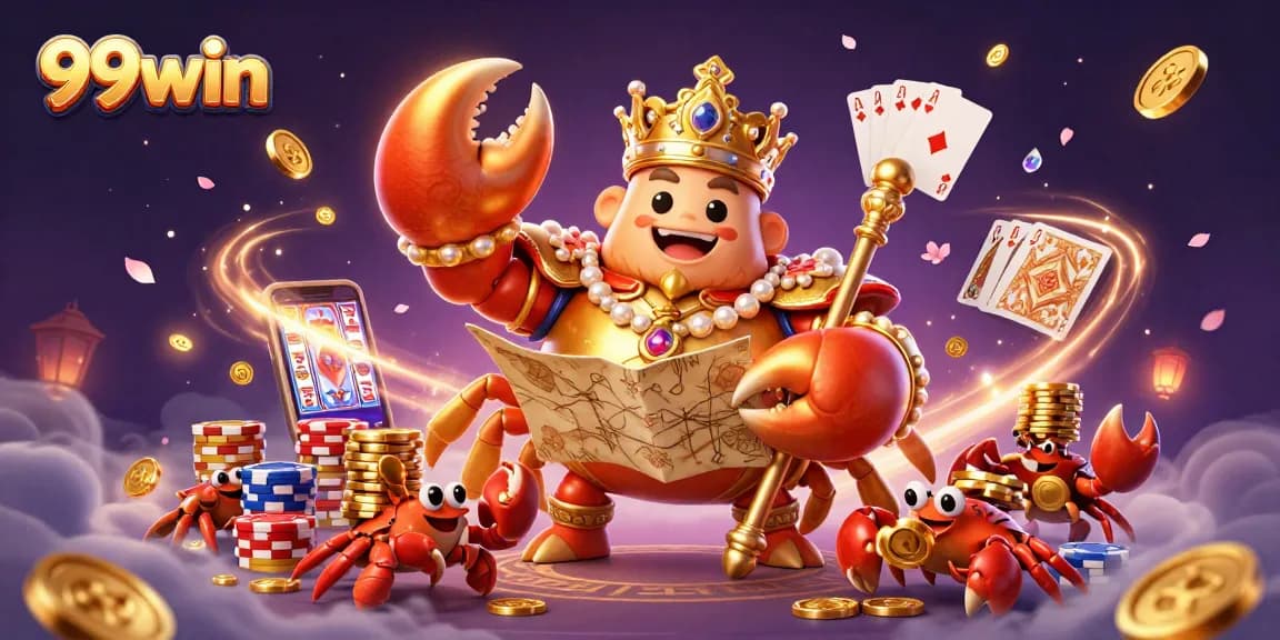 Play big with 99win in this vibrant 3D casino scene featuring golden treasures and dynamic gaming elements.