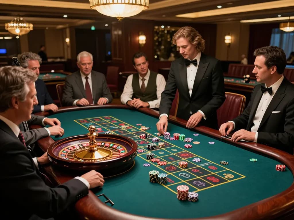 Players engage in thrilling roulette action at an elegant Ricbet casino, showcasing strategic betting excitement.