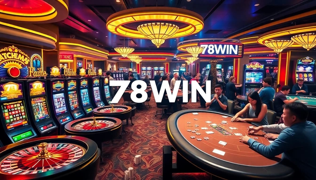 Experience the excitement of gambling at 78WIN with vibrant casino elements and high-stakes action.