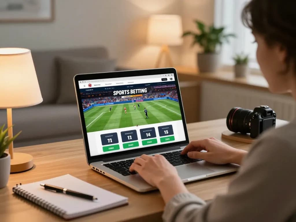 Excited user placing bets on KUWIN 789 online sports platform at home