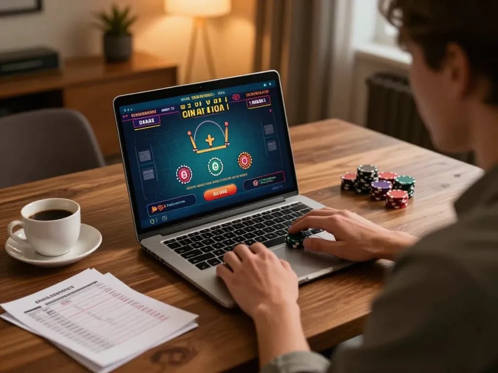 KUBET gameplay interface displayed on a laptop, highlighting strategic betting in a home office.