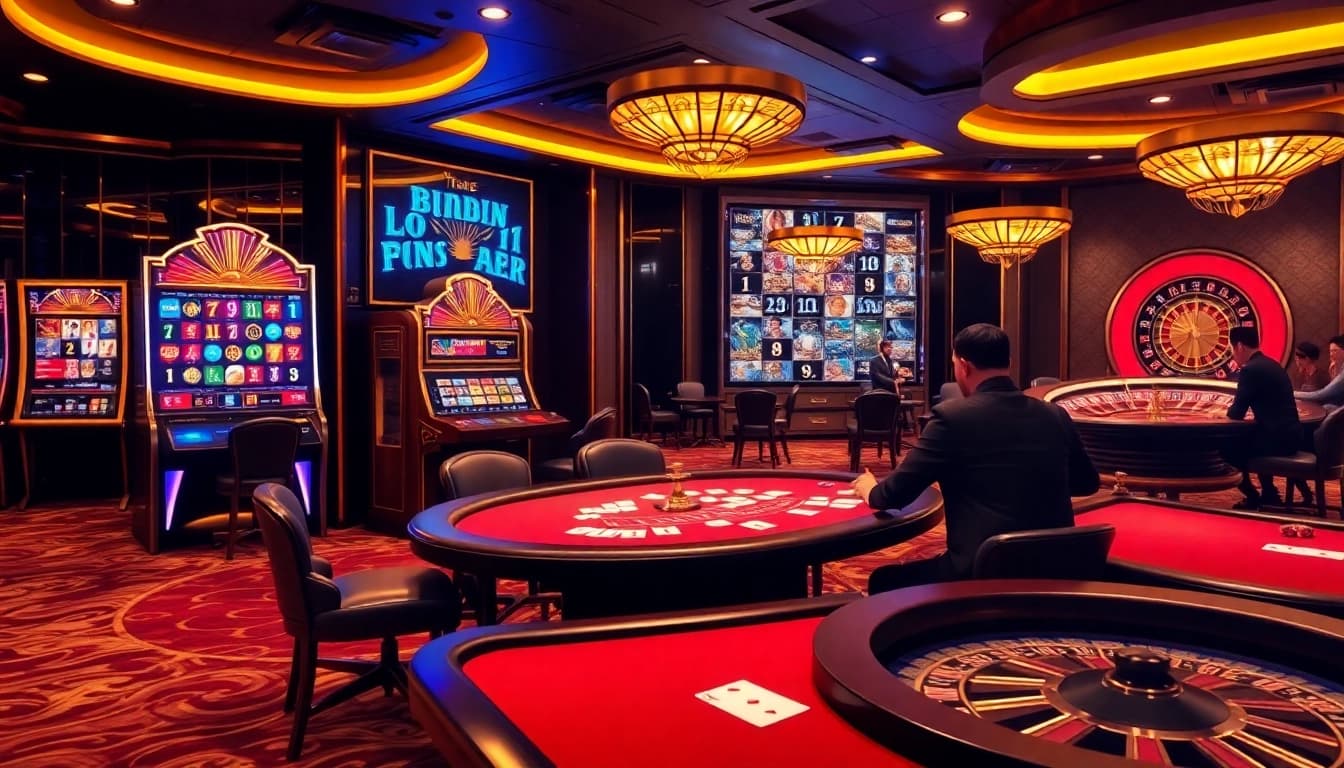 Exciting gambling scene at a premier online casino https://lsa.jp.net/ with luxurious slot machines and poker games.