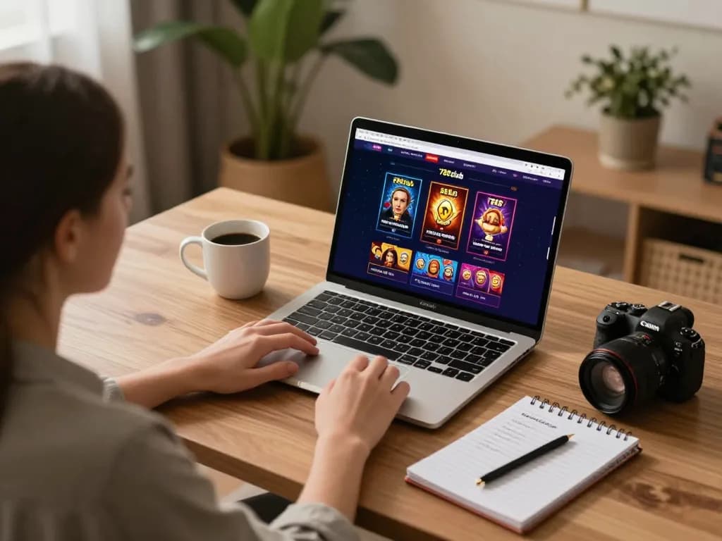 Player engaging in online gaming at 789club with laptop and strategic notes, comfortable home setup
