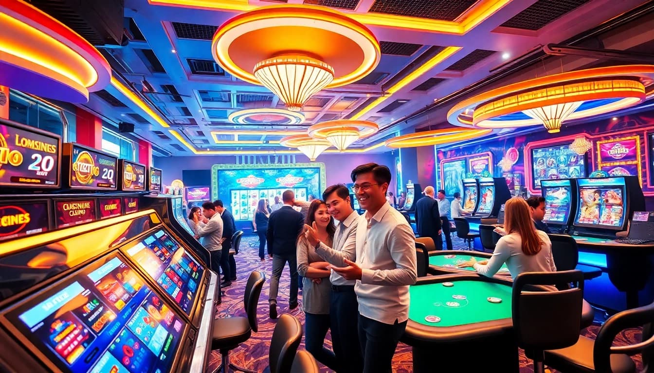 סביבת Stake Casino מרתקת המדגימה שחקנים המשתתפים במשחקים שונים עם נושאי מטבעות קריפטוגרפיים.