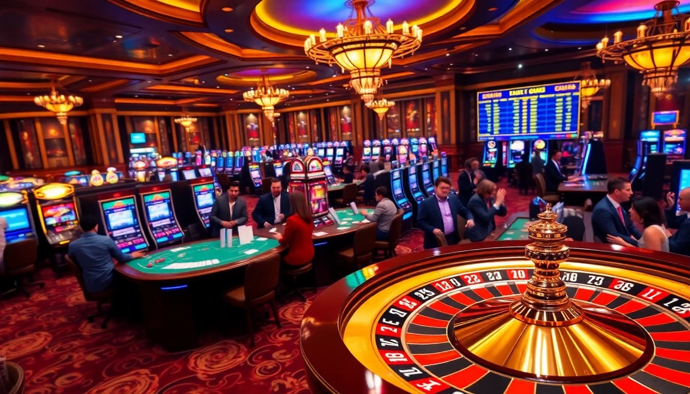 Experience the excitement of 789p with vibrant slot machines and a dynamic roulette wheel.