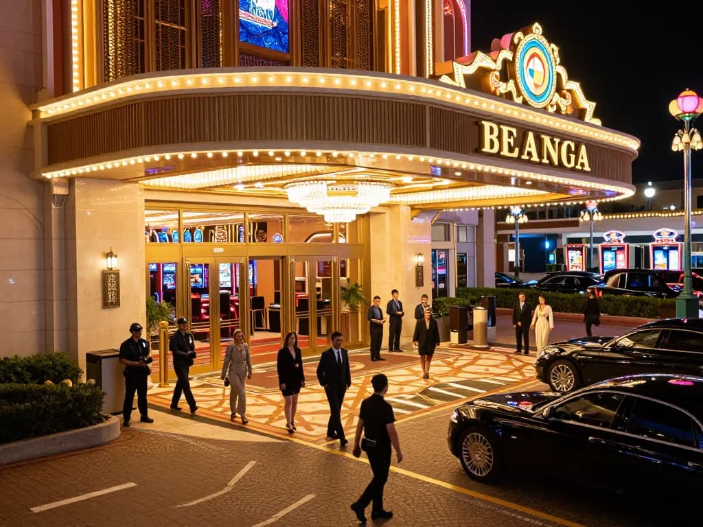 MM88 casino exterior with vibrant neon lights highlighting an upscale gaming experience.