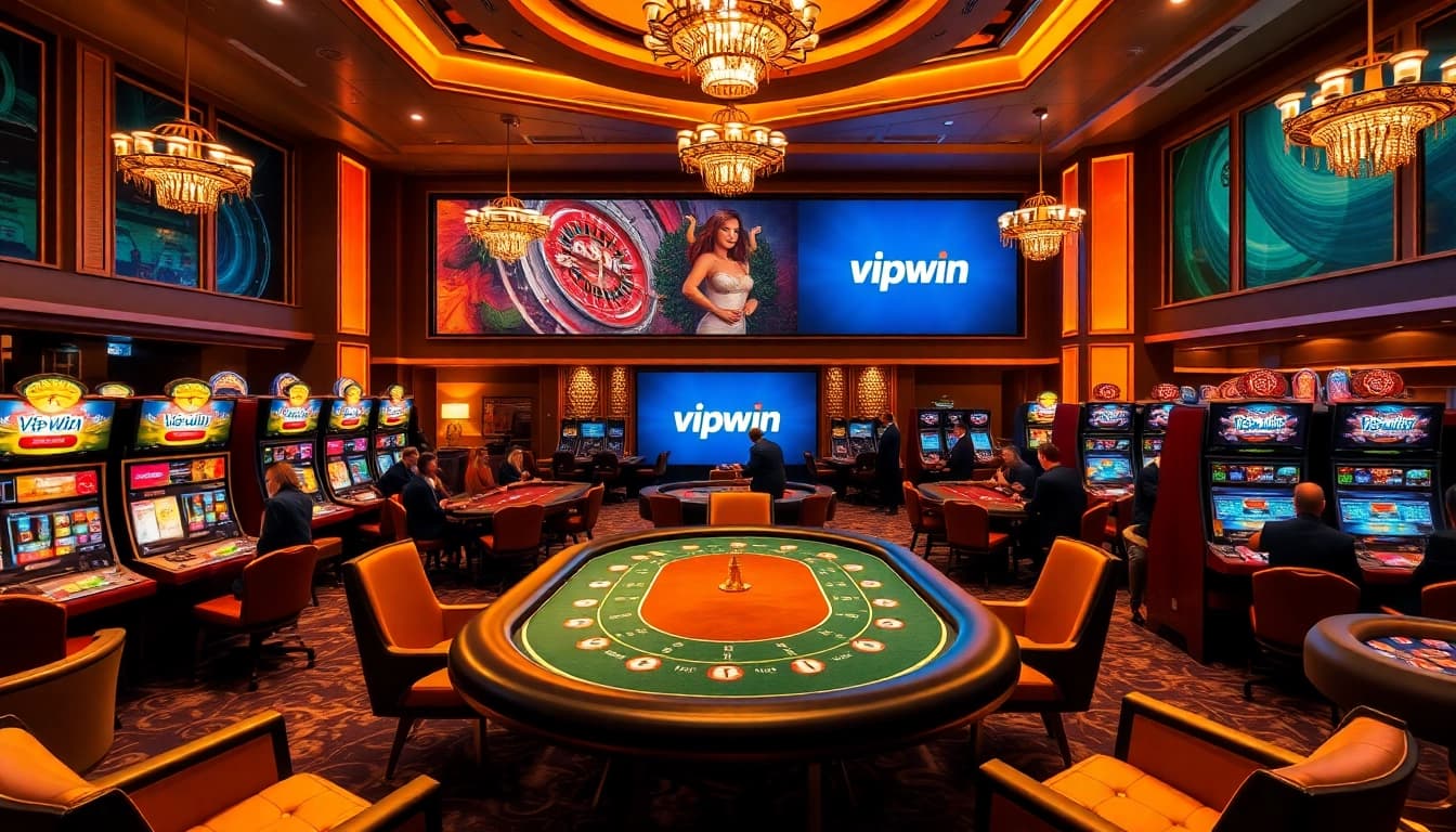 Experience vipwin excitement at a luxurious casino with vibrant games and betting activities.