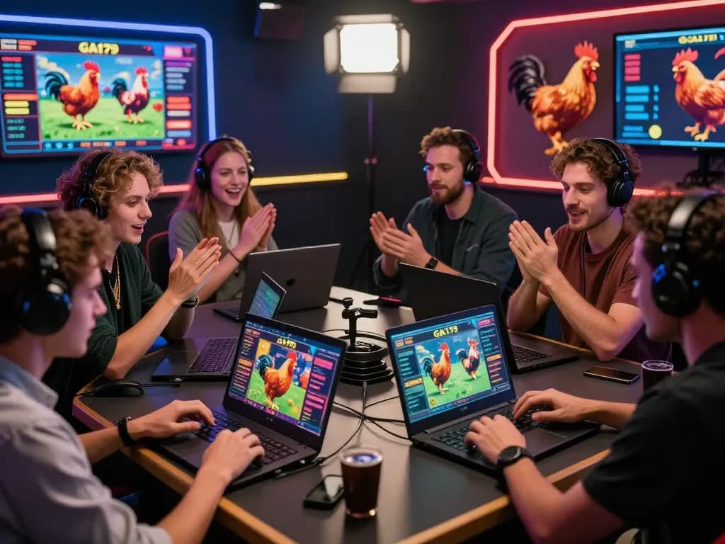 Exciting betting scene at Ga179 with players engaged in live chicken fighting.