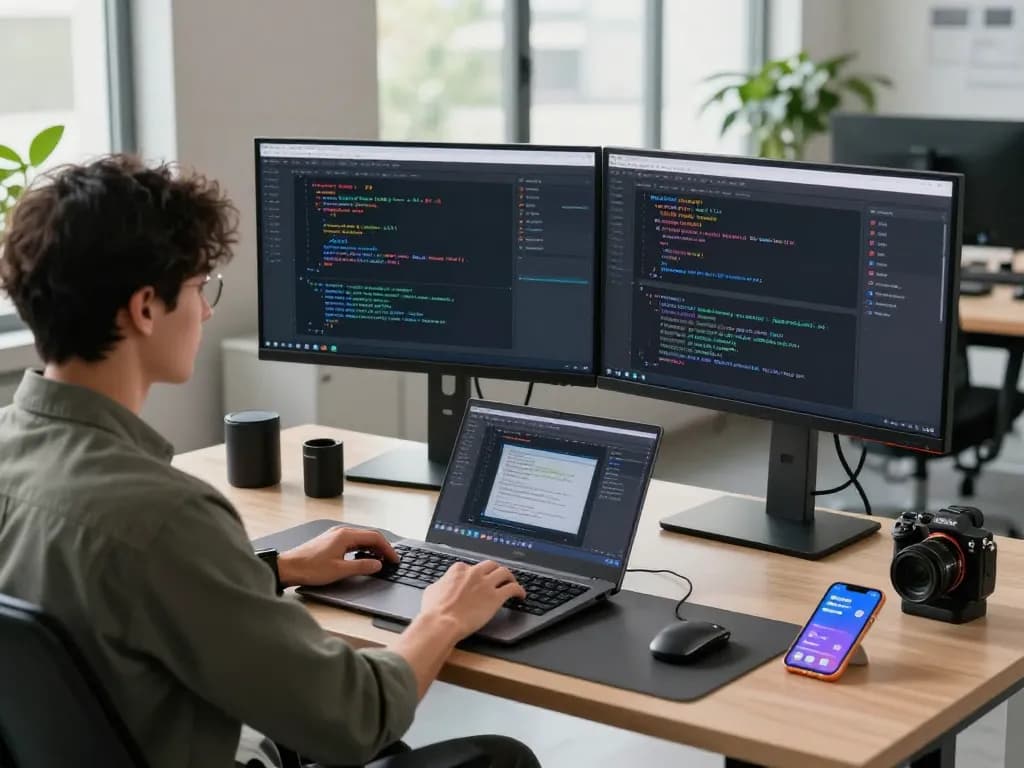 MoltBot AI interface displayed on dual monitors in a modern tech workspace, highlighting productivity and automation.