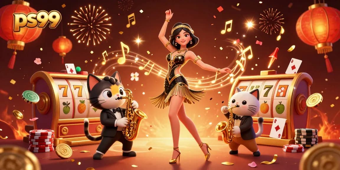Experience exciting gameplay at ps99 with a dazzling performance from dancing characters and floating slots.