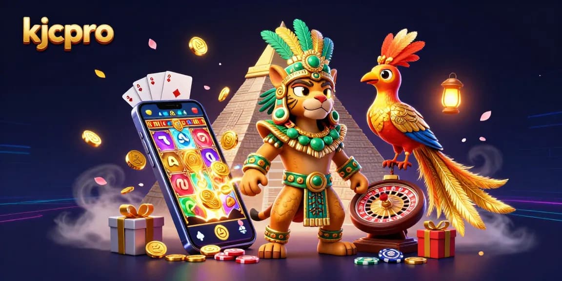 Experience thrilling gaming action with kjcpro in a vibrant casino-themed digital illustration.
