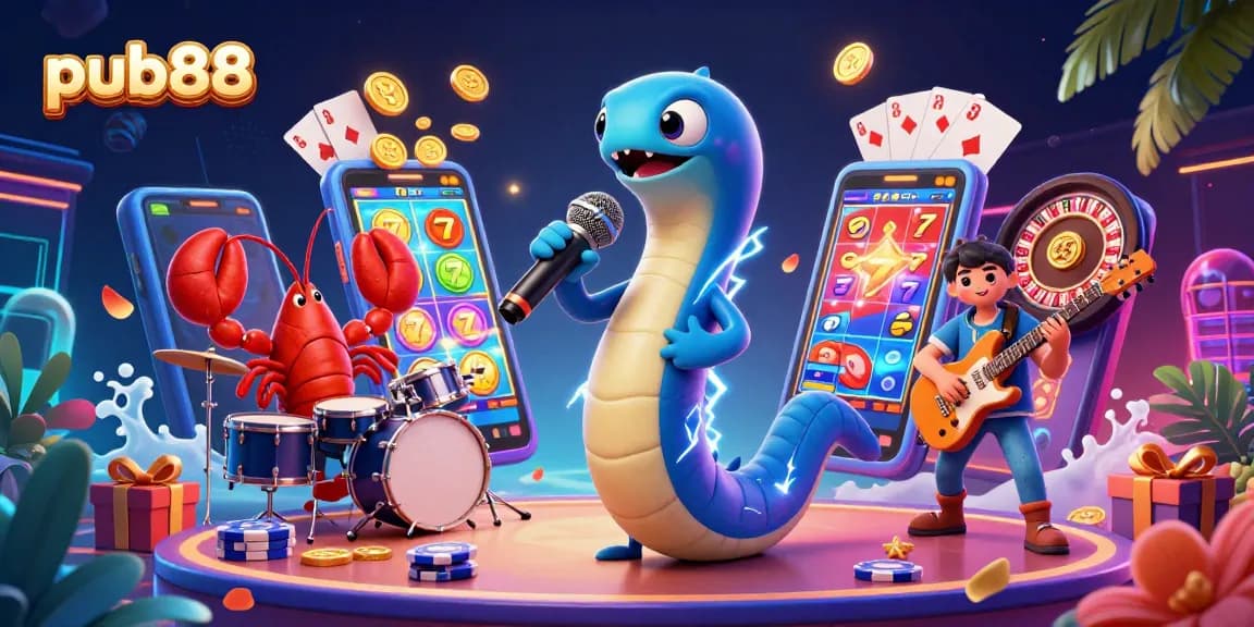 Engage with the thrilling world of pub88 as an electric eel DJ electrifies the underwater casino scene.