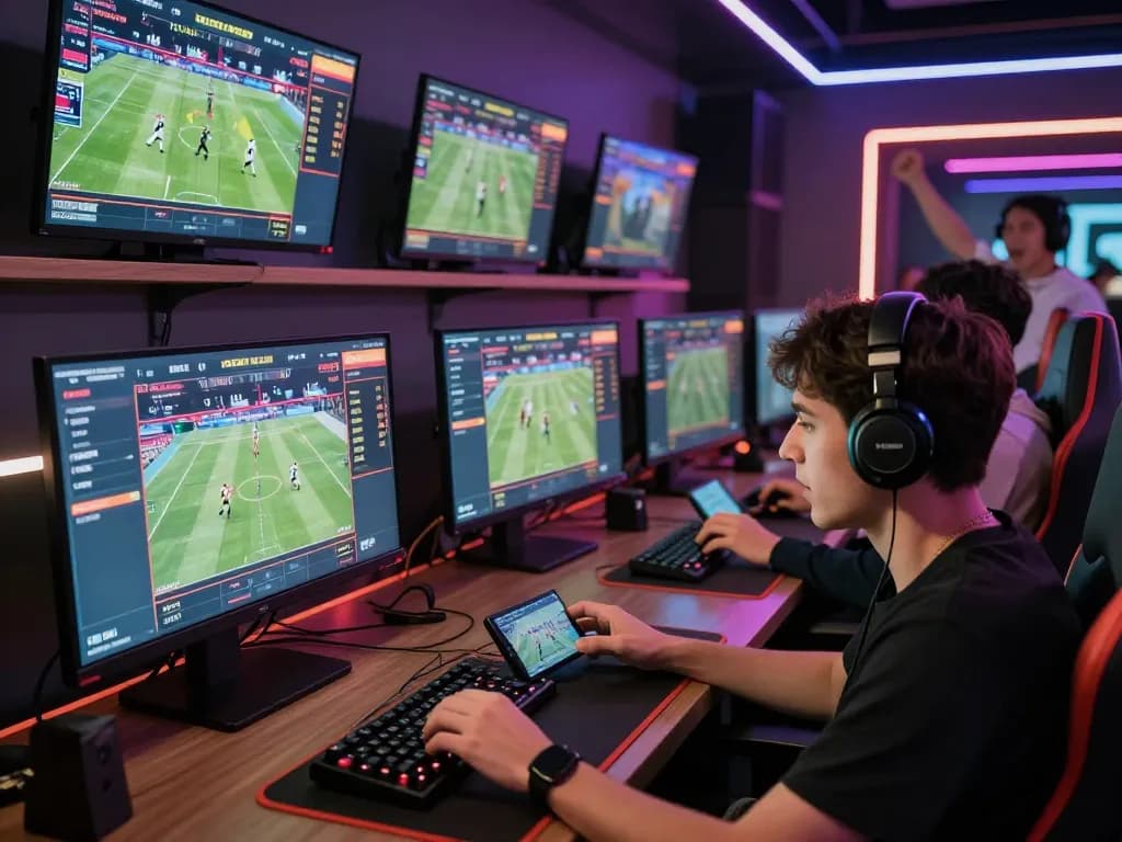 Exciting live betting session highlighting vào bóng 1gom at a modern gaming interface with vibrant decor.