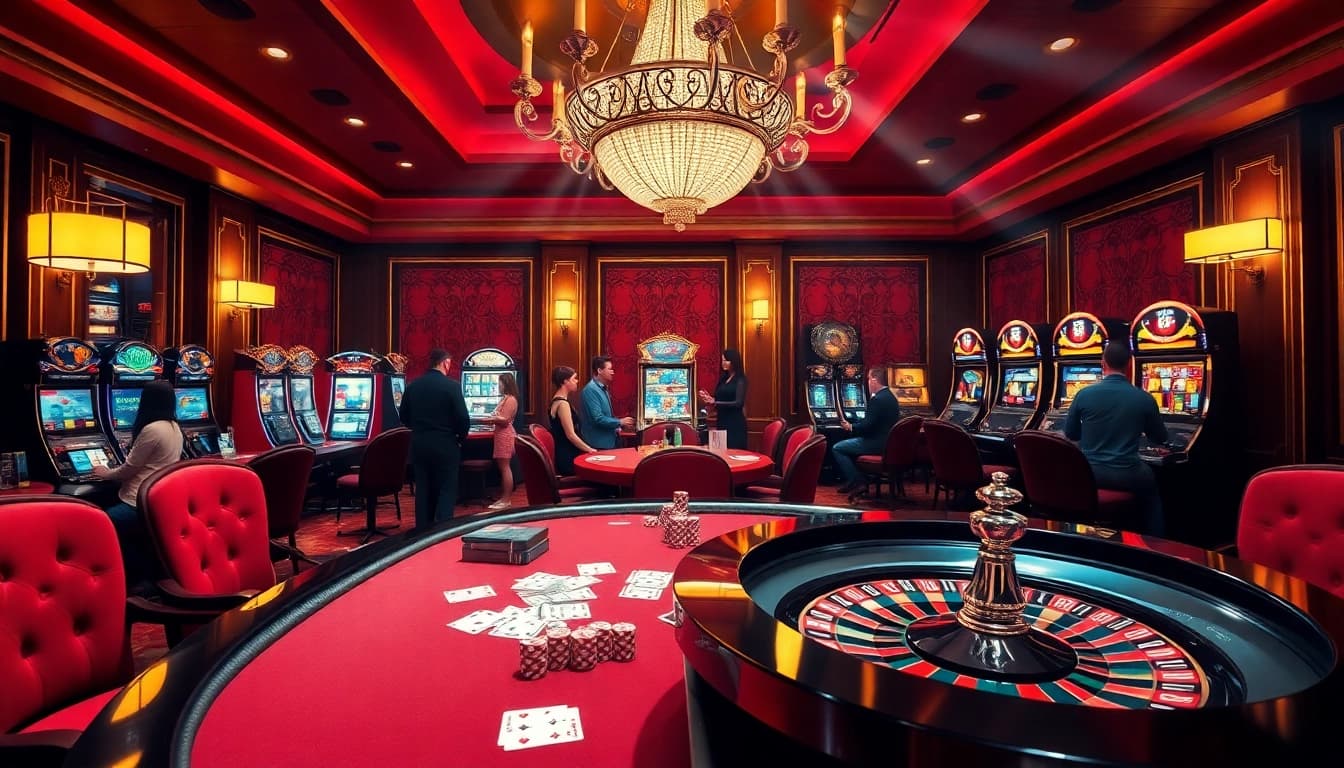 Hitclub players enjoying a vibrant casino atmosphere with thrilling poker and roulette action.