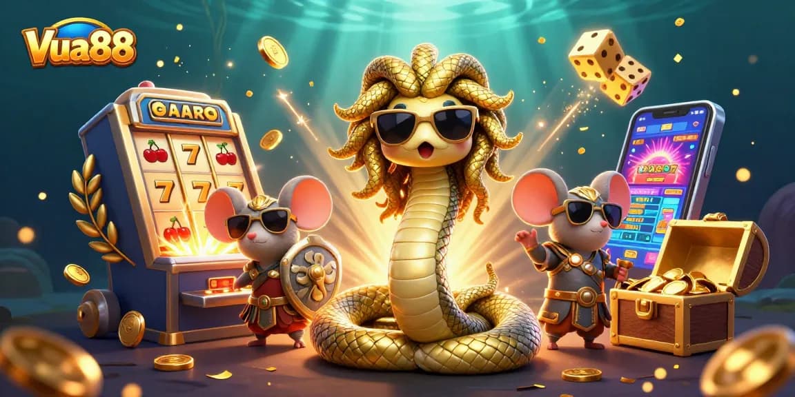 Vua88 highlights exciting gameplay with a colorful slot machine jackpot explosion