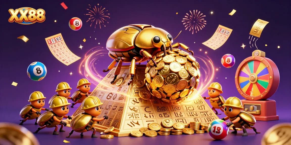 Engage with the vibrant XX88 casino scene, featuring dynamic games and festive lottery elements.