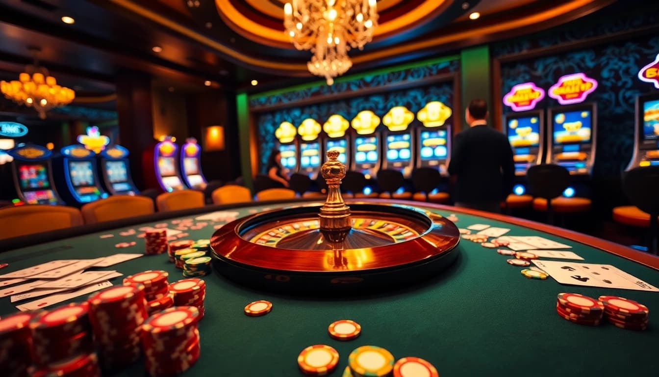 A dynamic casino scene with poker chips and cards, highlighting 888 P excitement and luxury.