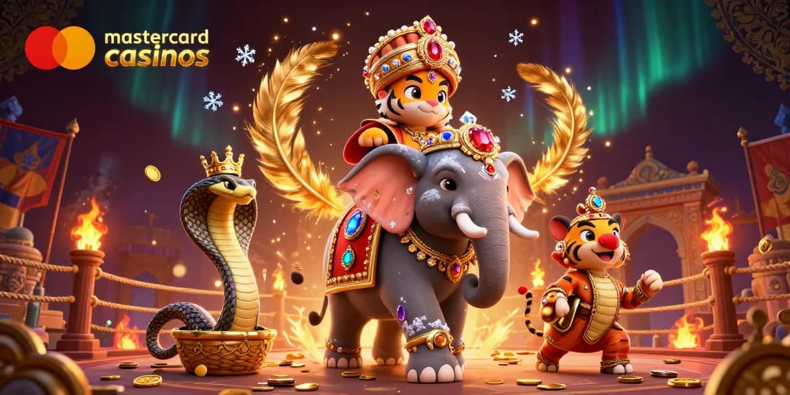 Experience thrilling action at mastercard casinos with a vibrant 3D casino scene featuring a royal tiger and elephant.