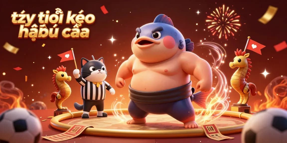 Experience the excitement of tỷ lệ kèo nhà cái with colorful characters and sports betting elements in this vibrant illustration.