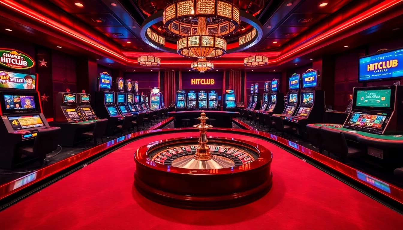 Experience excitement at HITCLUB with vibrant casino games and spinning roulette.