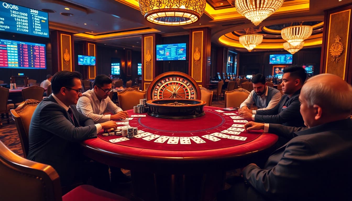 Experience thrilling poker action at QQ88pro Vip with vibrant chips and cards on display.