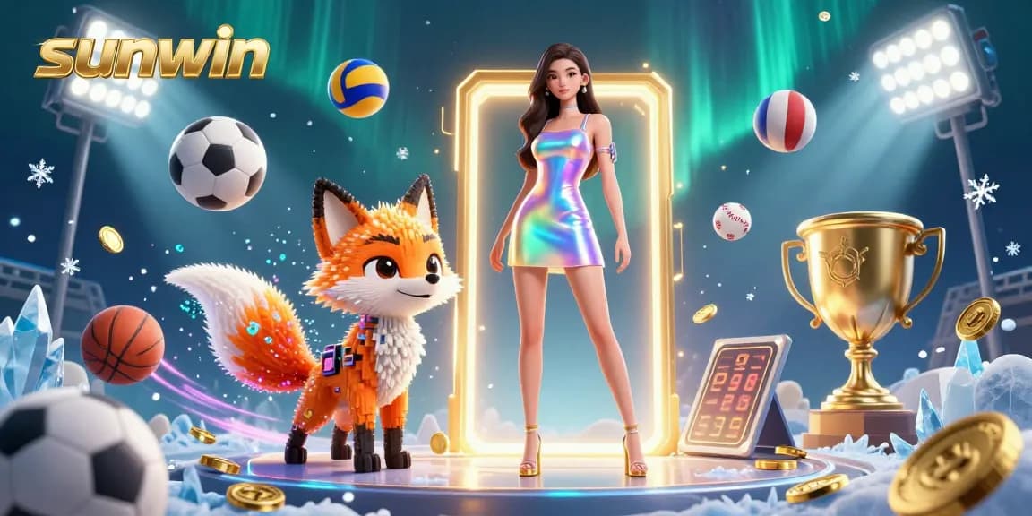 Win big with sunwin amid sparkling sports elements and a stunning futuristic scene.