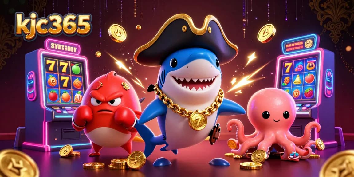 Engage in thrilling slot action with kjc365, featuring dynamic characters and vibrant casino visuals.