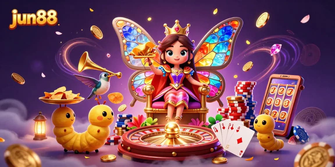 Engage with the captivating games at jun88 with dynamic casino elements and vibrant illustrations.