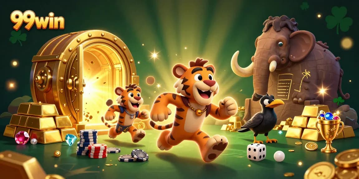 Join the excitement at 99win's prehistoric casino with caveman and sabertooth tiger characters.