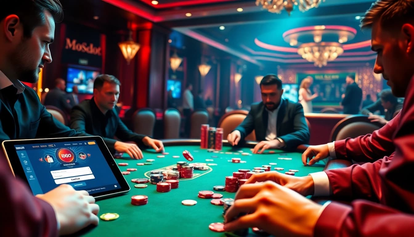 Experience the thrill of iboslot login action at a luxurious casino poker table.