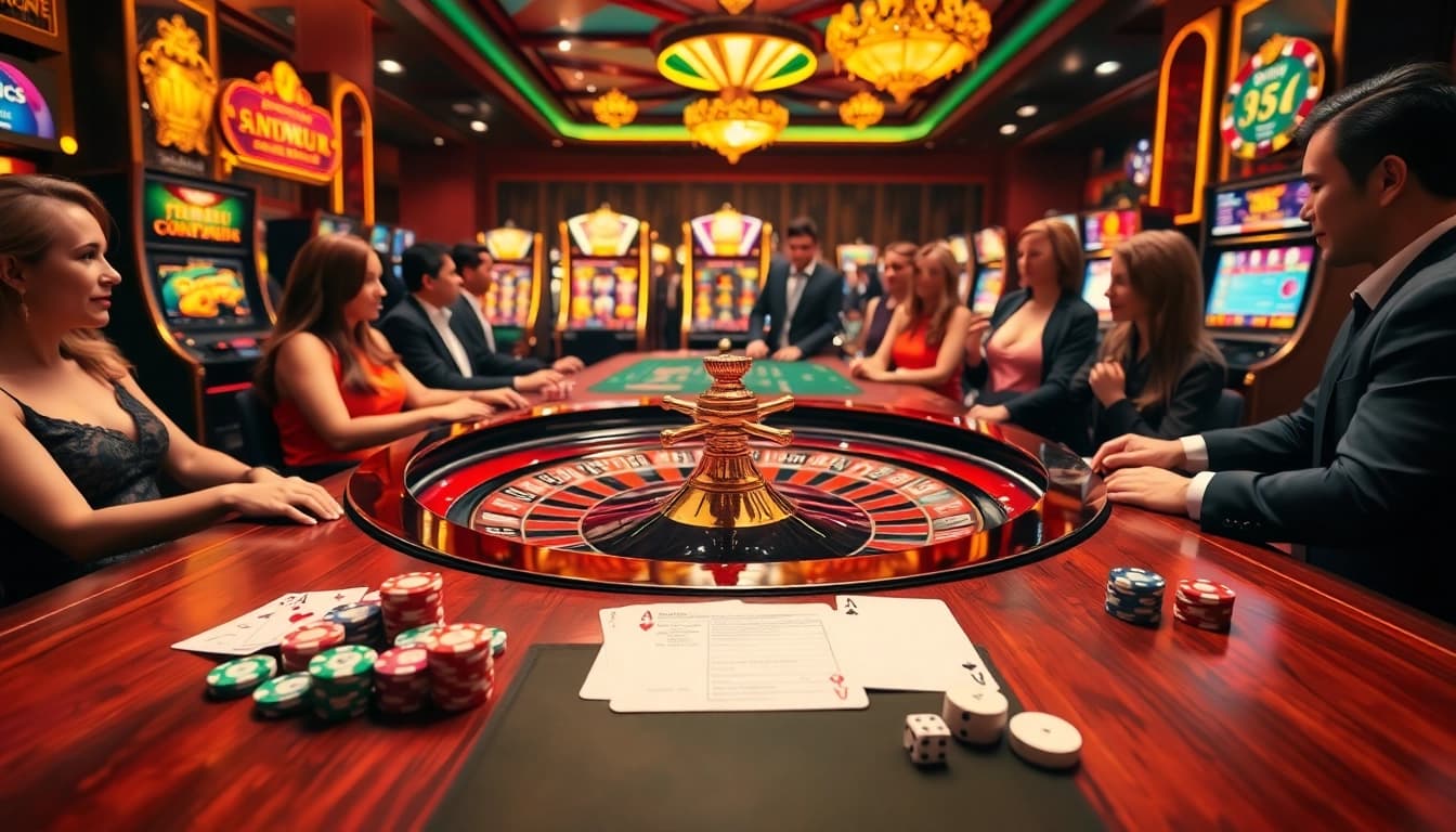 Experience vibrant casino excitement at vvjl11 com with elegant tables and colorful gaming elements.