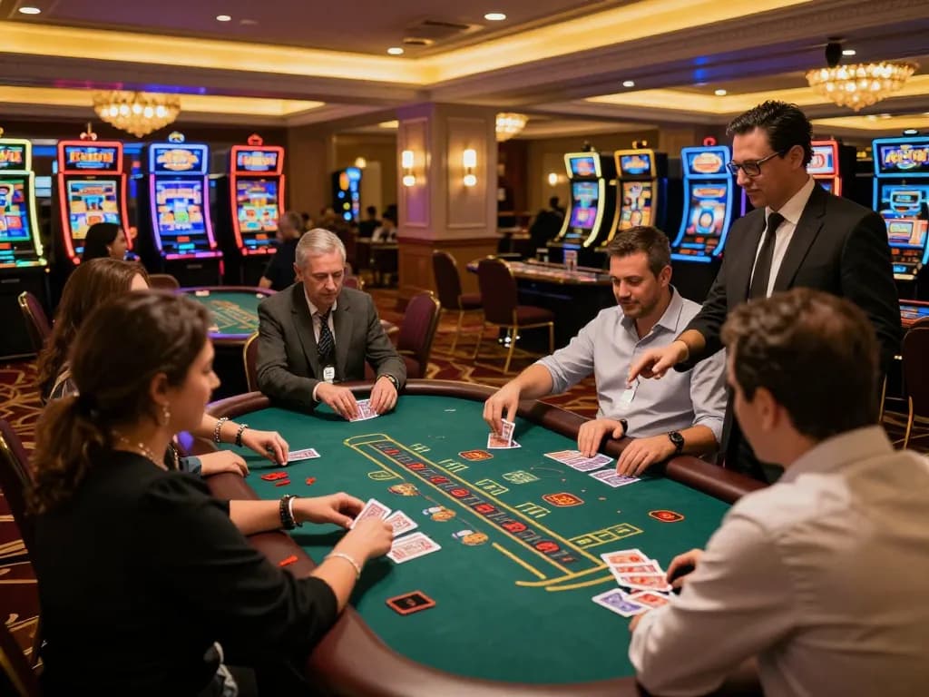 Fans enjoying a thrilling game at KKWIN casino blackjack table with dynamic atmosphere