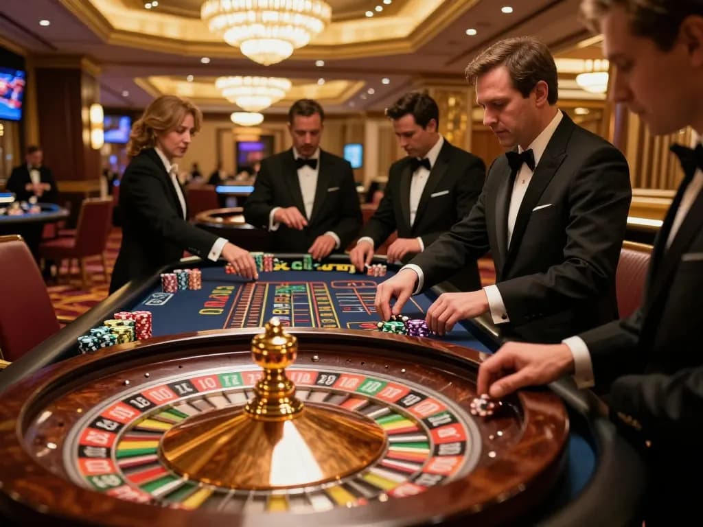 Players engaged at the XXGG roulette table, showcasing vibrant casino atmosphere and betting excitement.