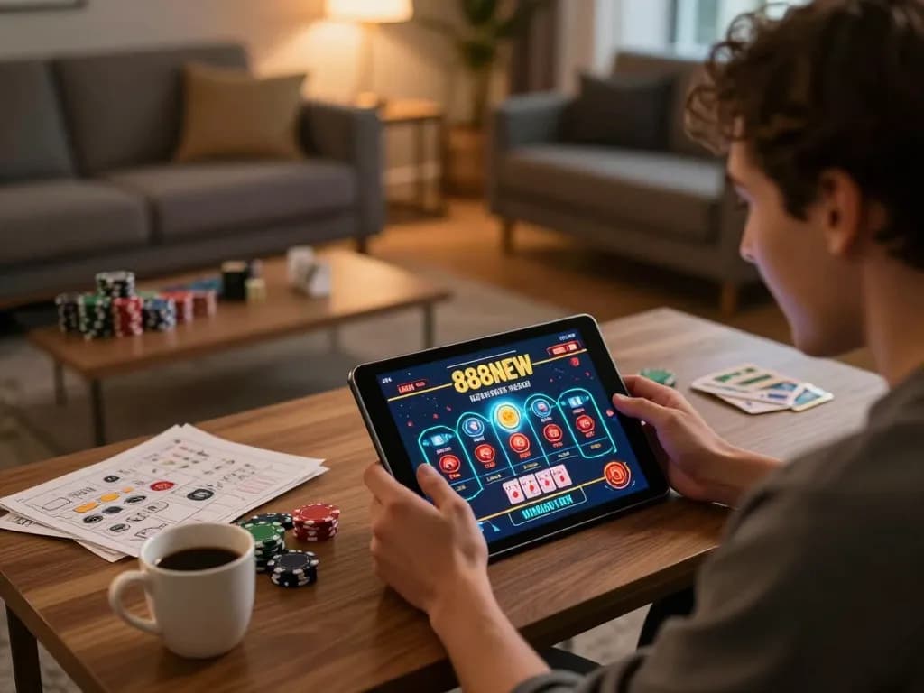 Experience the excitement of online gambling at 888NEW with immersive tablet gameplay.