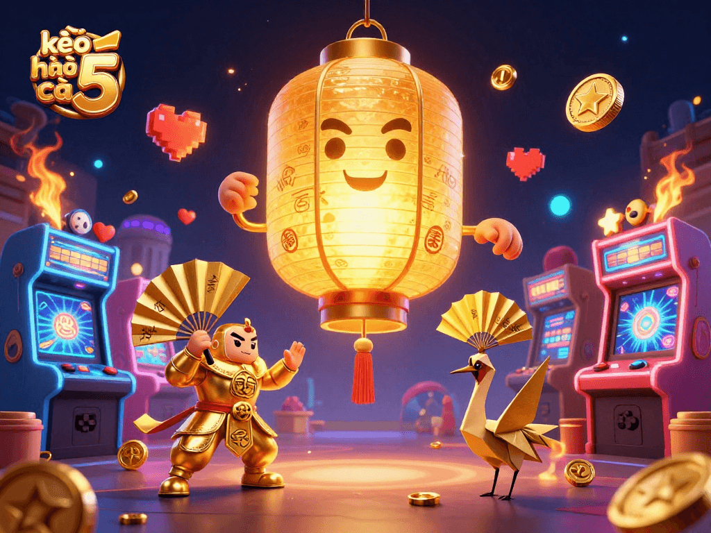 Experience thrilling games with kèo nhà cái 5, featuring vibrant casino elements and lucky symbols.