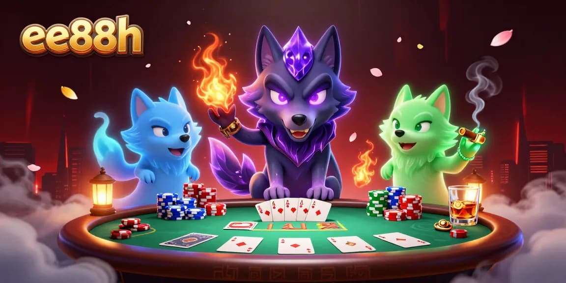 Experience thrilling gameplay at ee88h with a pack of ghostly wolves leading the action at the poker table.