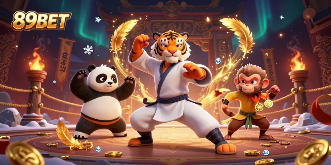 Engage with thrilling action at 89BET featuring a kung fu tiger master in an intense gambling arena.