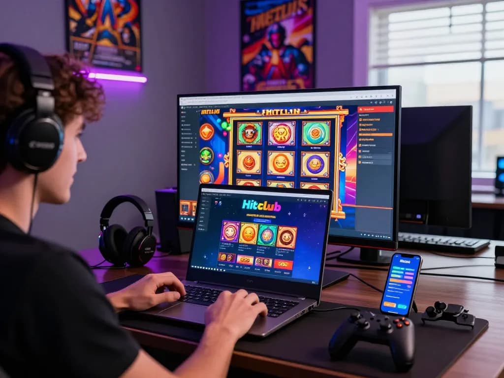 Engaging gaming experience on Hitclub tải platform, showcasing player excitement and colorful visuals.