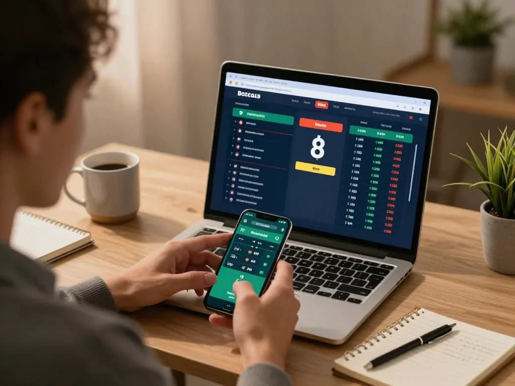 Engaging online sports betting moment as a user places a debet on their smartphone for better odds.