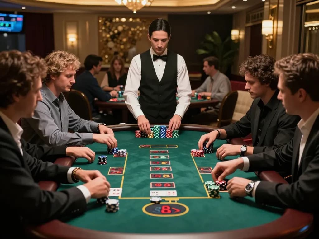 Players engaging in strategic gameplay at a blackjack table, showcasing nhacaiuytinn's dedication to high-stakes gambling experiences.