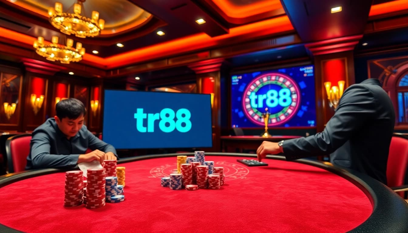 Experience excitement at the tr88 poker table with vibrant stakes and intense players.