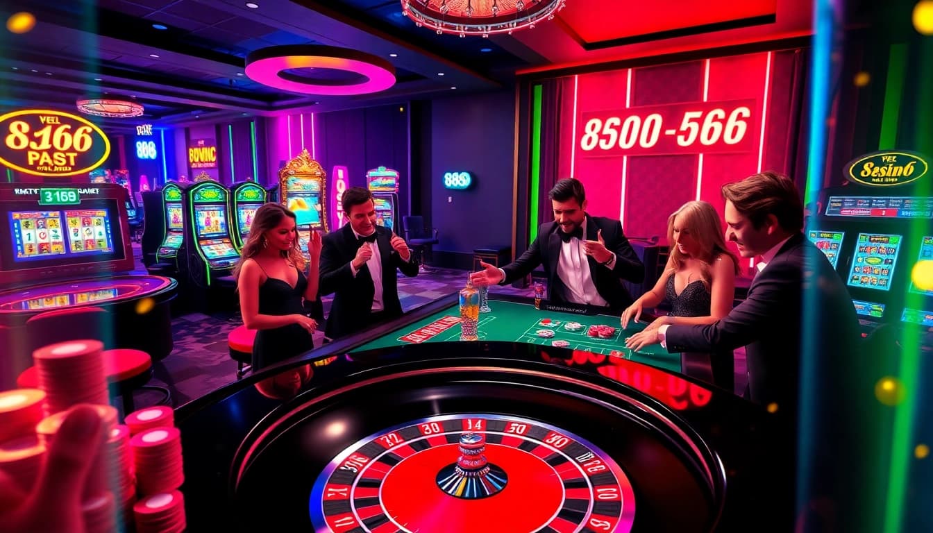 Exciting scene at 888VI casino with players engaged at a roulette table, showcasing high-stakes gambling action.