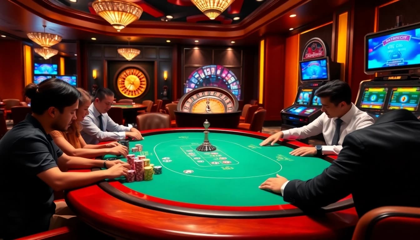 Experience thrilling gameplay at https://mm88.agency/ in a luxurious casino setting.