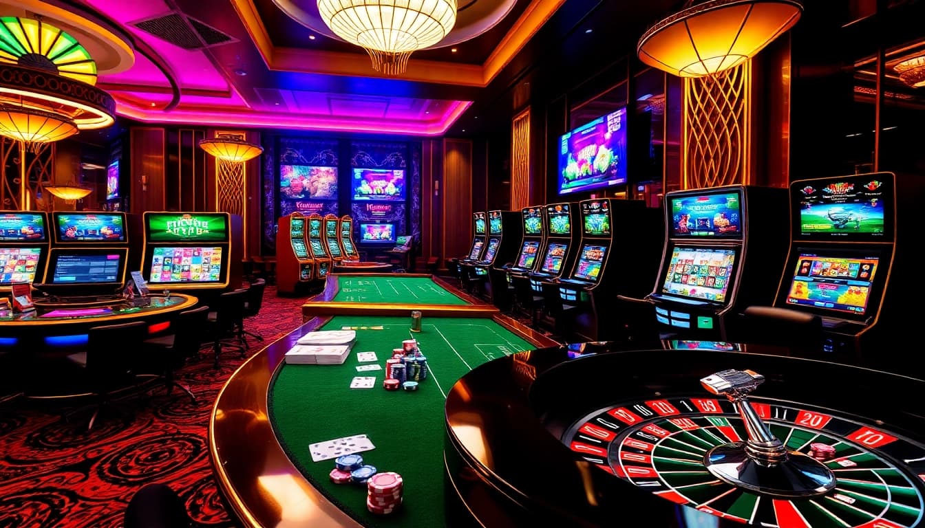 Engaging gameplay at trang chủ gg88 featuring vibrant casino tables and modern slot machines.
