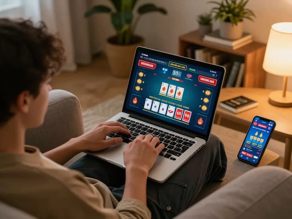 Experience GEM88 online blackjack action with strategic betting setup in cozy home stage