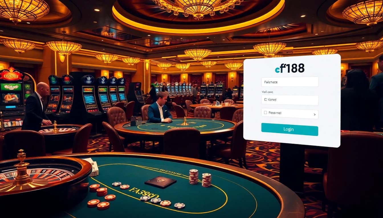 Experience the thrill of f168 đăng nhập at a premium casino with vibrant tables and poker chips.