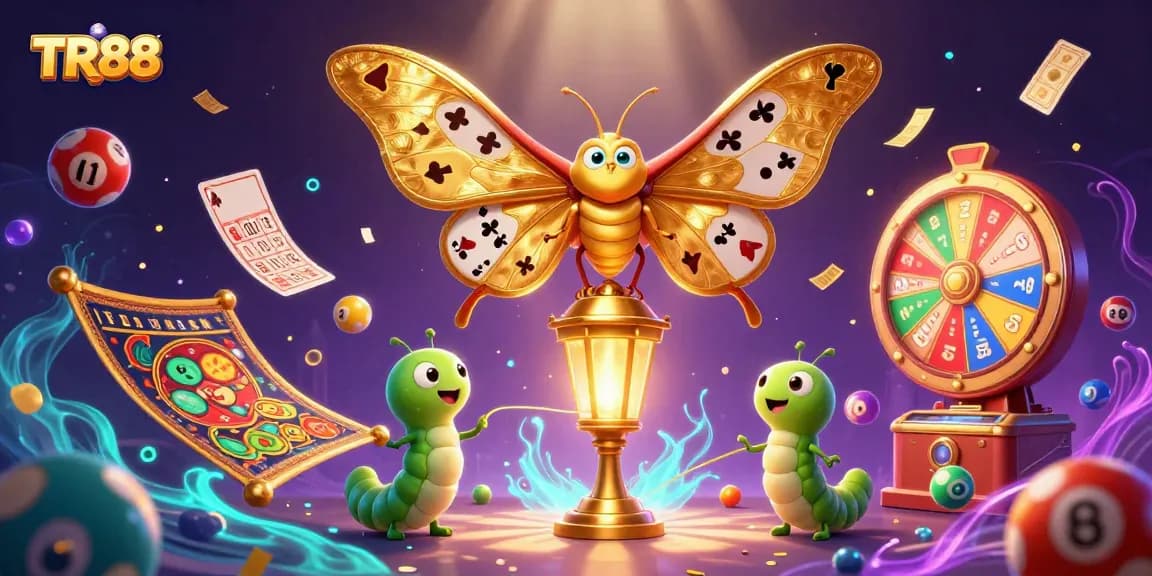 Experience the excitement of TR88 with vibrant casino-themed illustrations and dynamic elements.