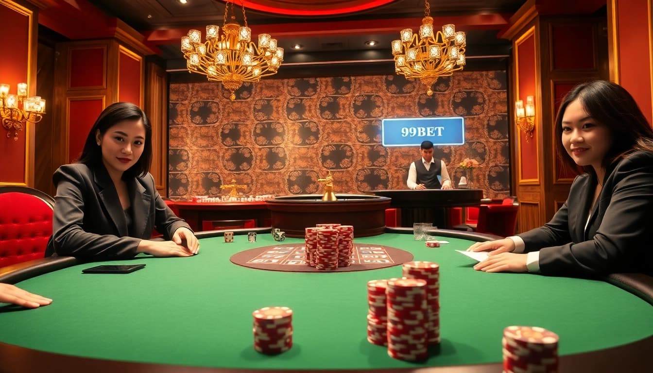 Experience the thrill of gambling with 89BET at a luxurious casino table setting featuring poker chips and cards.
