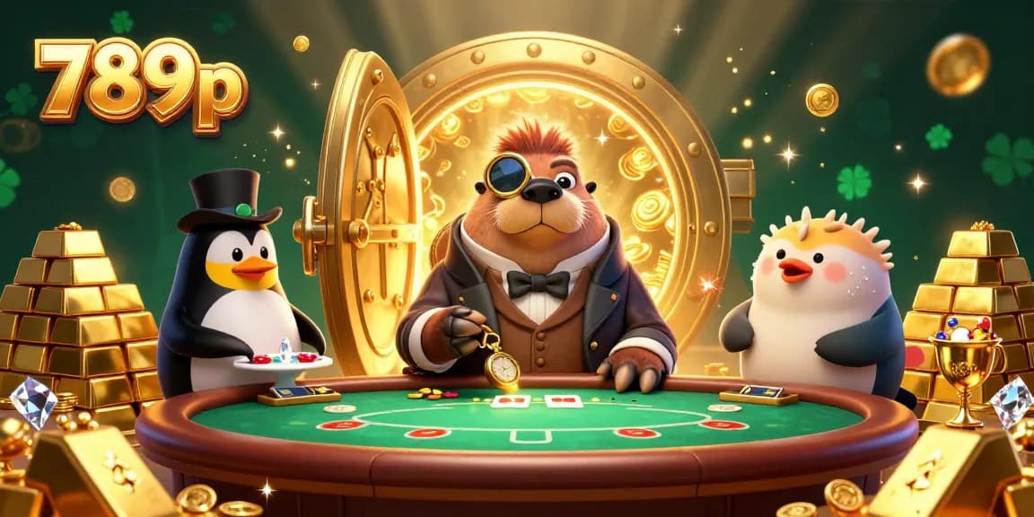 Experience the excitement of 789p gaming at an underwater poker table with a jolly walrus, penguin dealer, and bluffing pufferfish.